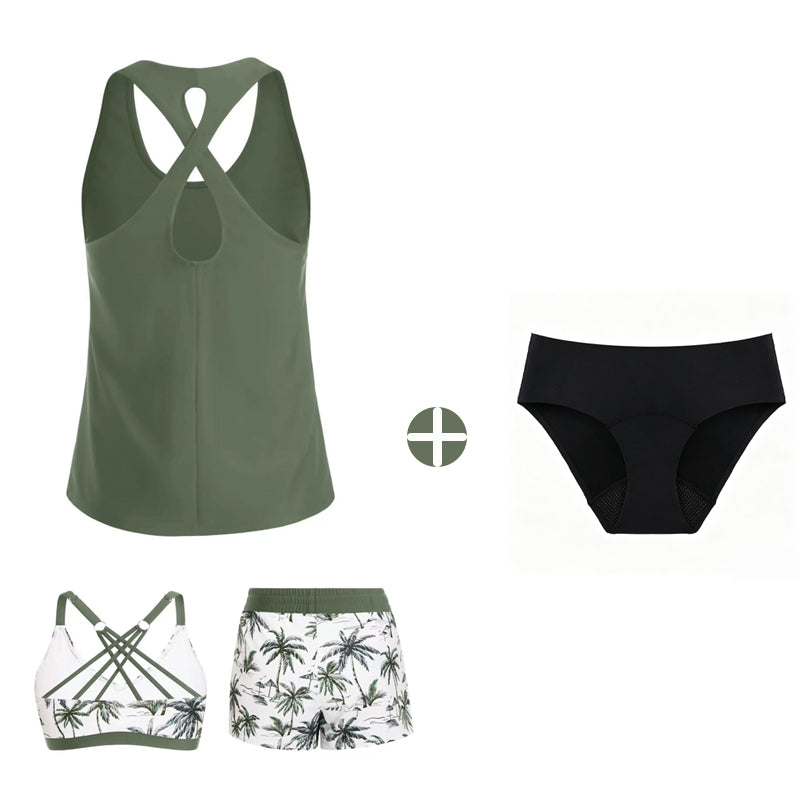 VOZALX™ Women's 3-Piece Swimsuit Tankini Set with Shorts