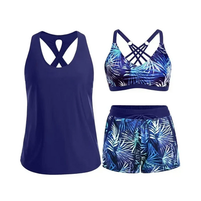 Limited Stock!!! VOZALX™ Women's 3-Piece Swimsuit Tankini Set with Shorts
