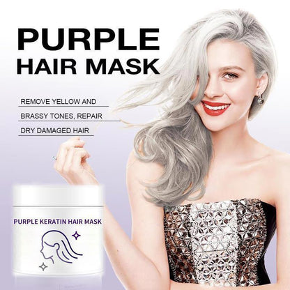 AEXZR® Purple Keratin Hair Mask - Locks Color & Neutralizes Brass & Yellow Tones For Blonde Silver Gray Highlighted Hair