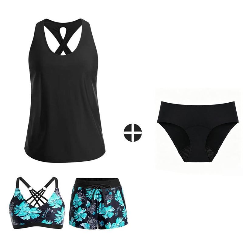 Limited Stock!!! VOZALX™ Women's 3-Piece Swimsuit Tankini Set with Shorts