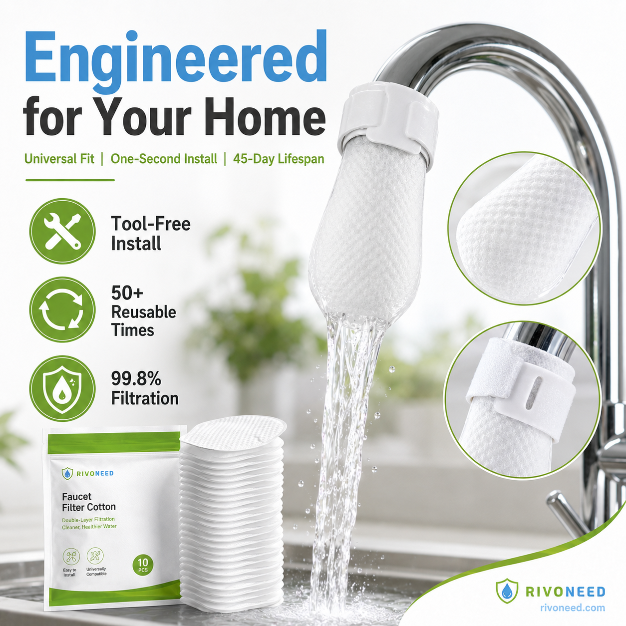 Limited Stock!!! ⏰60%OFF⚡50K+ SOLD!💥AEXZR® Anti-Splash Kitchen Faucet Cotton Filter for Sediment & Rust Removal