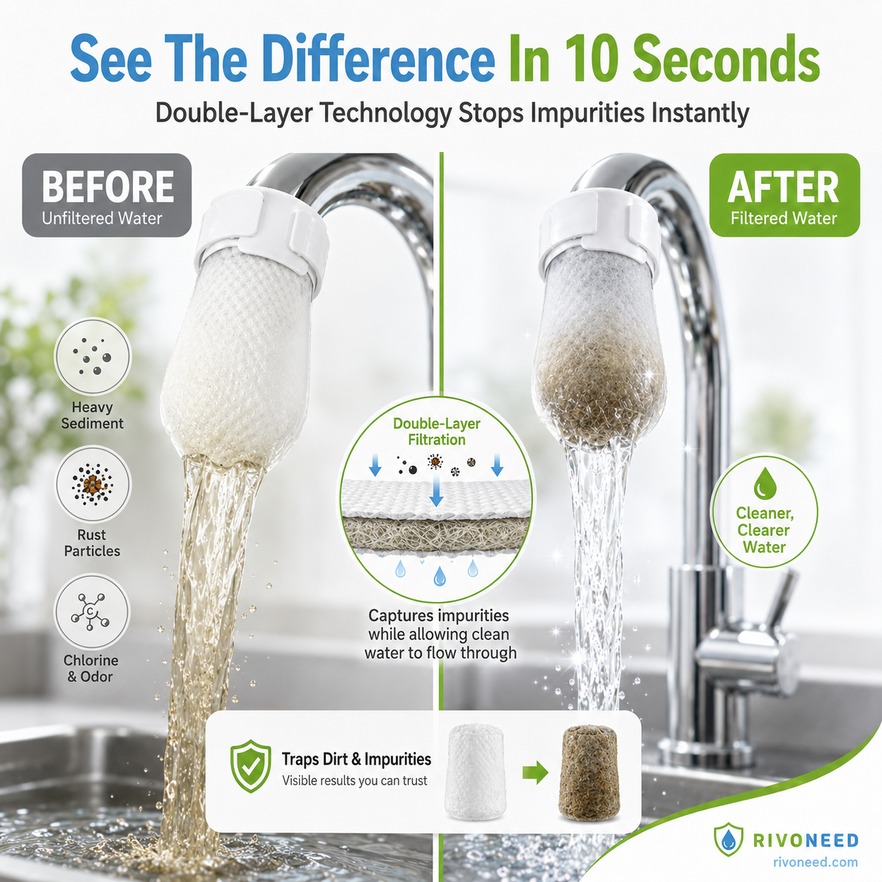 Limited Stock!!! ⏰60%OFF⚡50K+ SOLD!💥AEXZR® Anti-Splash Kitchen Faucet Cotton Filter for Sediment & Rust Removal