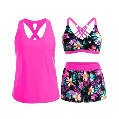 Limited Stock!!! VOZALX™ Women's 3-Piece Swimsuit Tankini Set with Shorts