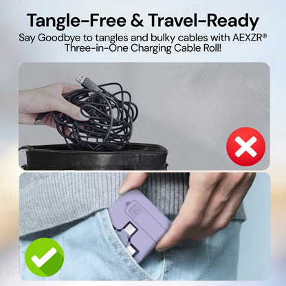 AEXZR® Three-in-One Charging Cable Roll 🅻🅸🅼🅸🆃🅴🅳 🅳🅸🆂🅲🅾🆄🅽🆃🆂 🆄🅿 🆃🅾 7️⃣0️⃣%