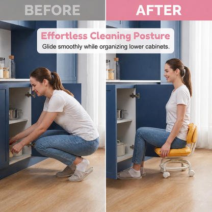 🪑50% OFF NOW! ⏰Sfrcord® Rolling Low Stool with Backrest – Padded seat & silent casters – Perfect for workshops, garages or studios – comfortable and mobile 🛠️✨