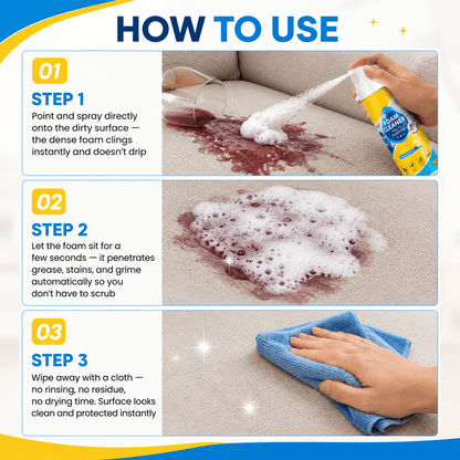 ⚡Limited Stock!!!🔥Last Day 60% OFF🔥 Foam No-Rinse Cleaner — Spray, Wipe & Done