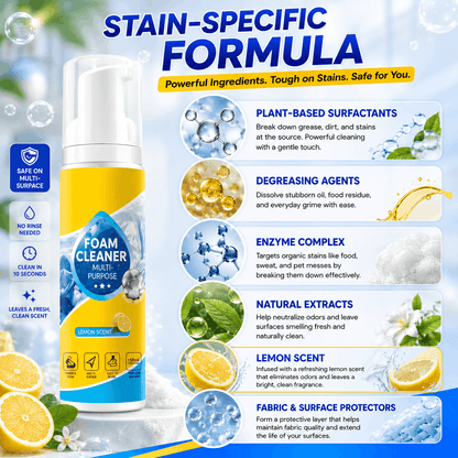 ⚡Limited Stock!!!🔥Last Day 60% OFF🔥 Foam No-Rinse Cleaner — Spray, Wipe & Done