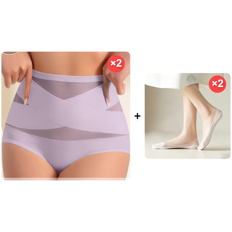 VOZALX™ Plus-Size High-Waist Cross Tummy Control Panties
