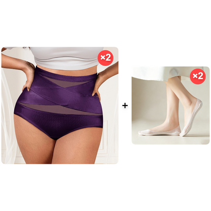 VOZALX™ Plus-Size High-Waist Cross Tummy Control Panties