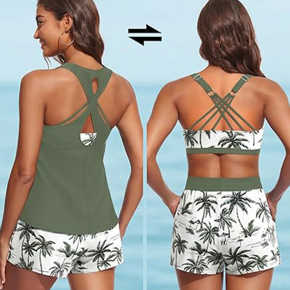 Limited Stock!!! VOZALX™ Women's 3-Piece Swimsuit Tankini Set with Shorts