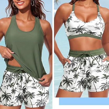 Limited Stock!!! VOZALX™ Women's 3-Piece Swimsuit Tankini Set with Shorts