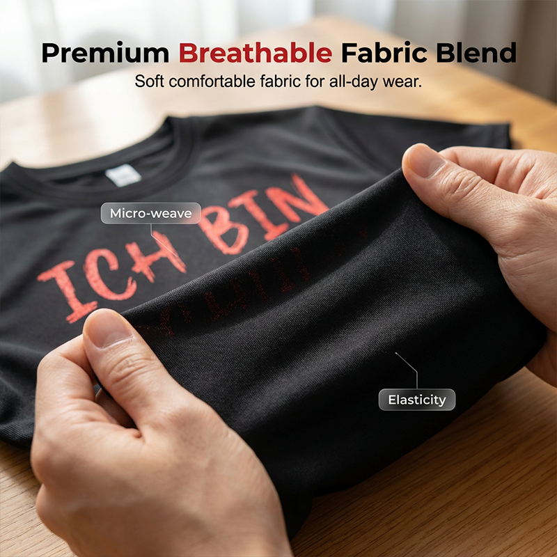 Witziges deutsches Slogan-T-Shirt für Herren, schwarz, Kurzarm, Rundhalsausschnitt