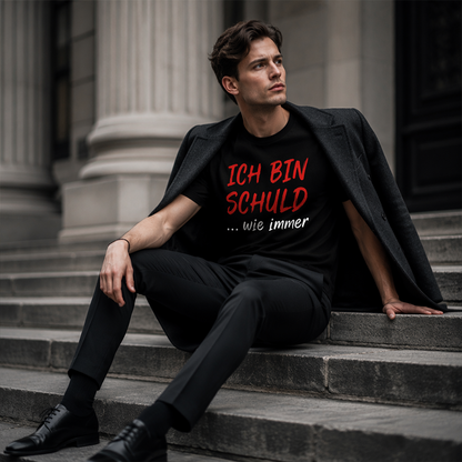 Witziges deutsches Slogan-T-Shirt für Herren, schwarz, Kurzarm, Rundhalsausschnitt