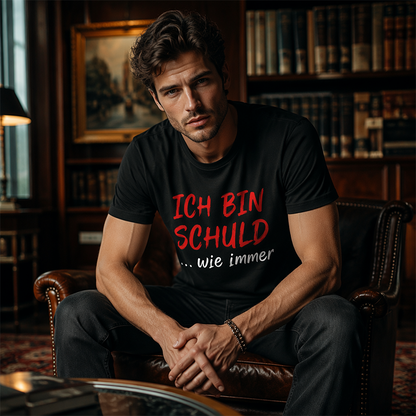 Witziges deutsches Slogan-T-Shirt für Herren, schwarz, Kurzarm, Rundhalsausschnitt