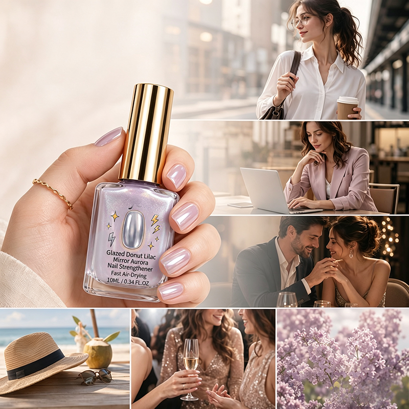 AEXZR®🔥Last Day Buy 1 Get 1 Free $ 9.99 Each🔥💜✨Lilac Glossy Mirror Nail Strengthener