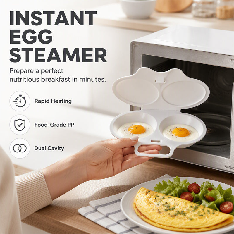 AEXZR® 🥚✨ BUY 1 GET 1 FREE! Dual-Cavity Microwave Egg Poacher | Quick & Healthy Breakfast in Minutes 🍳