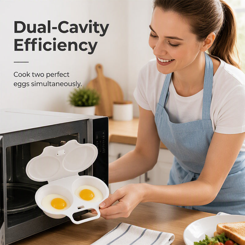 AEXZR® 🥚✨ BUY 1 GET 1 FREE! Dual-Cavity Microwave Egg Poacher | Quick & Healthy Breakfast in Minutes 🍳