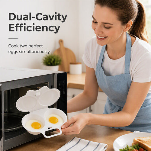 AEXZR® 🥚✨ BUY 1 GET 1 FREE! Dual-Cavity Microwave Egg Poacher | Quick & Healthy Breakfast in Minutes 🍳