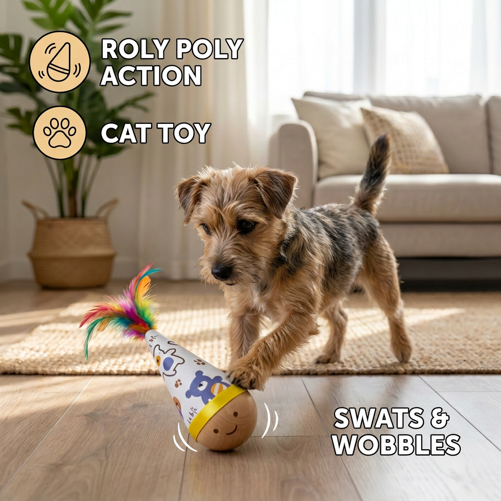 AEXZR® Natural Beech Wood Roly Poly Toy